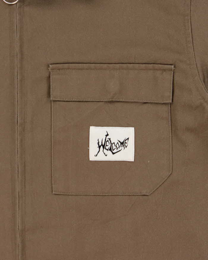 Welcome Skateboards Khaki Twill Canvas Short Sleeve Zip Shirt - S