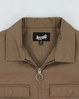 Welcome Skateboards Khaki Twill Canvas Short Sleeve Zip Shirt - S