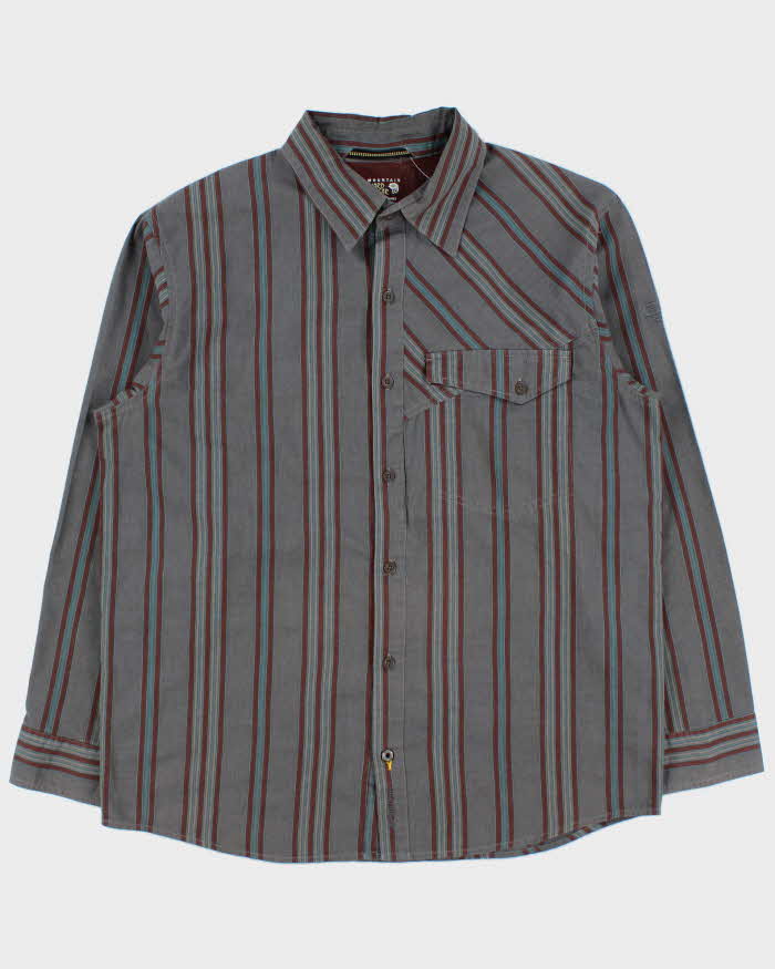 Vintage Mountain Hardwear Embroidered Striped Long Sleeve Technical Shirt - L