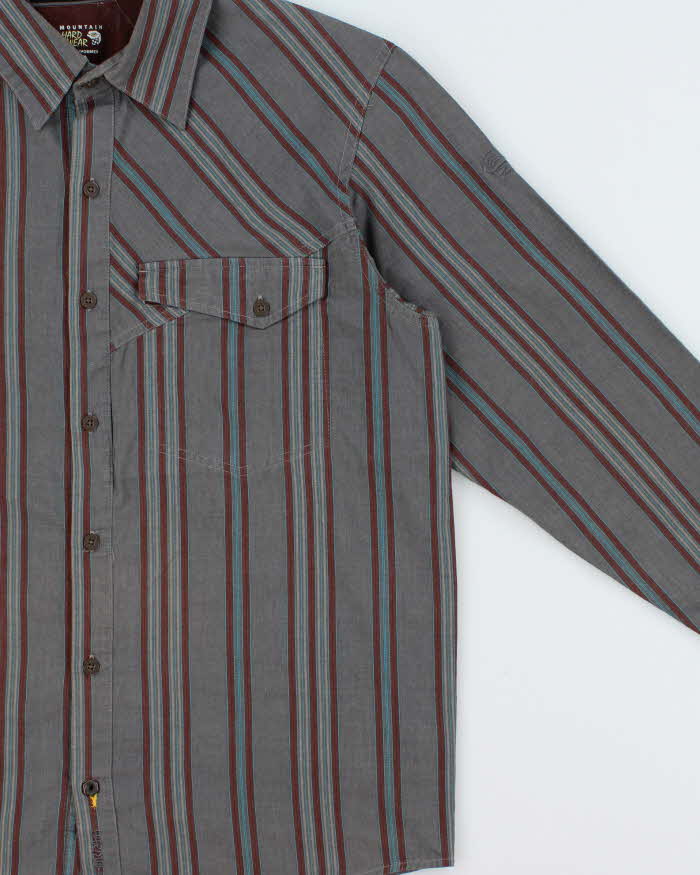 Vintage Mountain Hardwear Embroidered Striped Long Sleeve Technical Shirt - L