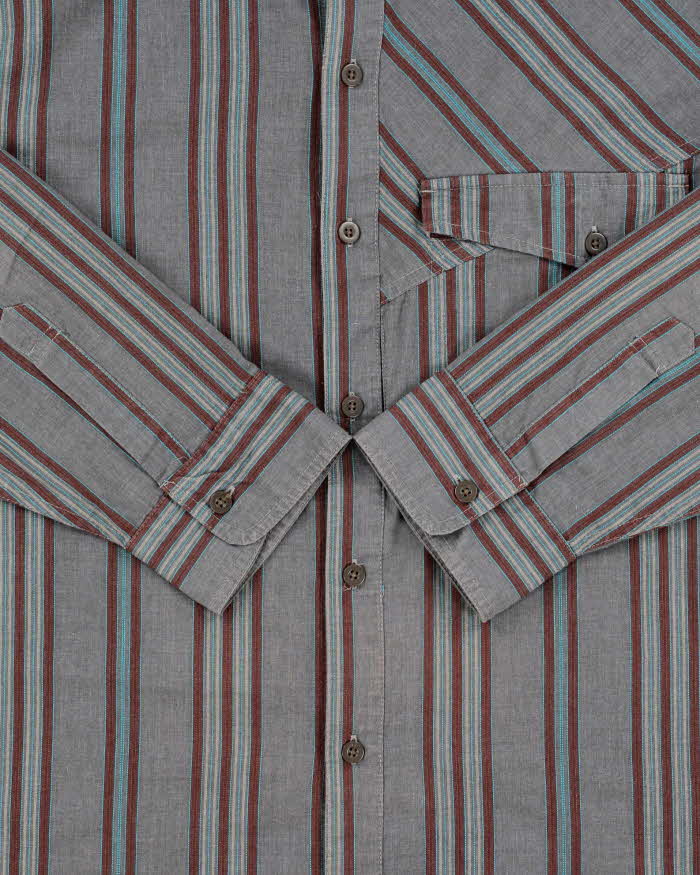 Vintage Mountain Hardwear Embroidered Striped Long Sleeve Technical Shirt - L
