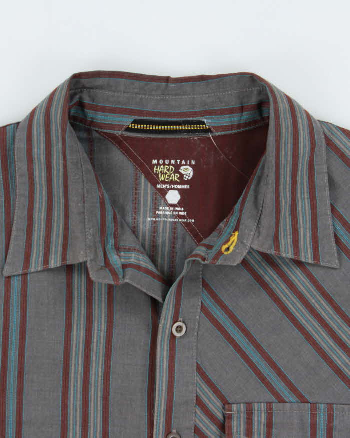 Vintage Mountain Hardwear Embroidered Striped Long Sleeve Technical Shirt - L