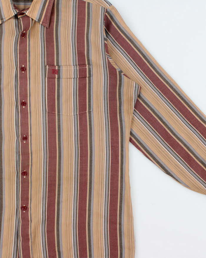 Vintage 1980s Givenchy Striped Durable Press Long Sleeve Pocket Shirt - L