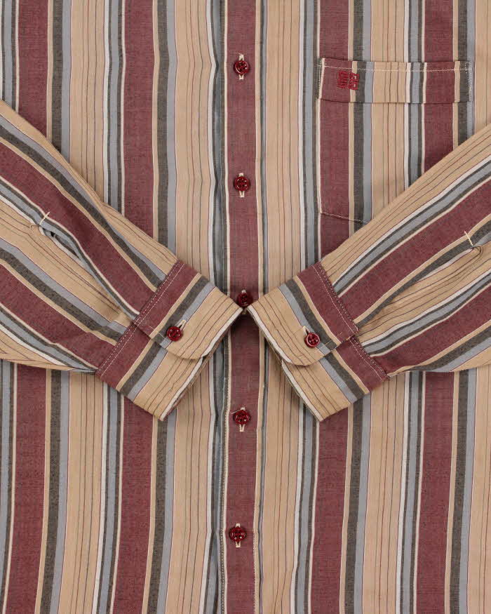 Vintage 1980s Givenchy Striped Durable Press Long Sleeve Pocket Shirt - L