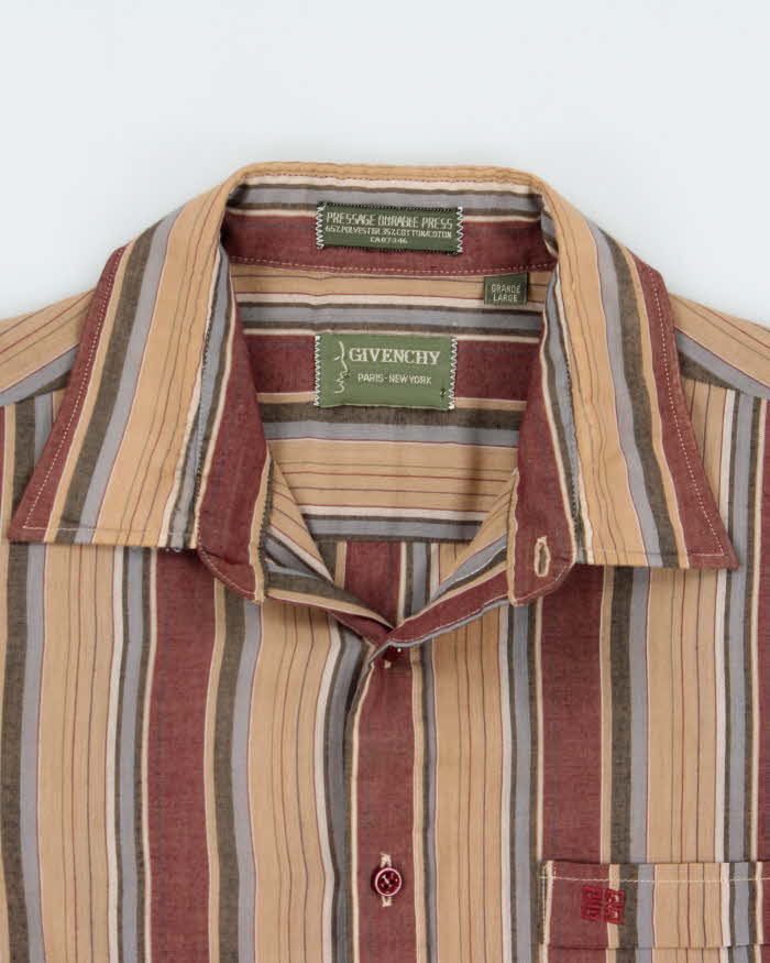Vintage 1980s Givenchy Striped Durable Press Long Sleeve Pocket Shirt - L