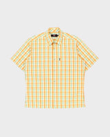 Vintage Y2K 00s GQ Plaid Superfine Cotton Short Sleeve Dagger Collar Shirt - XL