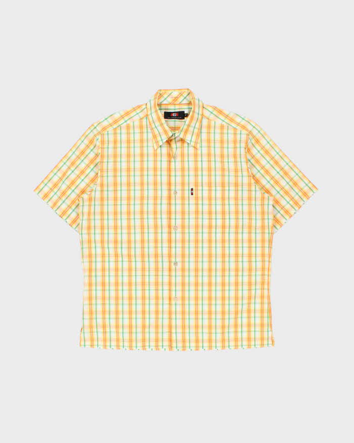 Vintage Y2K 00s GQ Plaid Superfine Cotton Short Sleeve Dagger Collar Shirt - XL