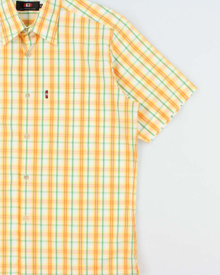 Vintage Y2K 00s GQ Plaid Superfine Cotton Short Sleeve Dagger Collar Shirt - XL