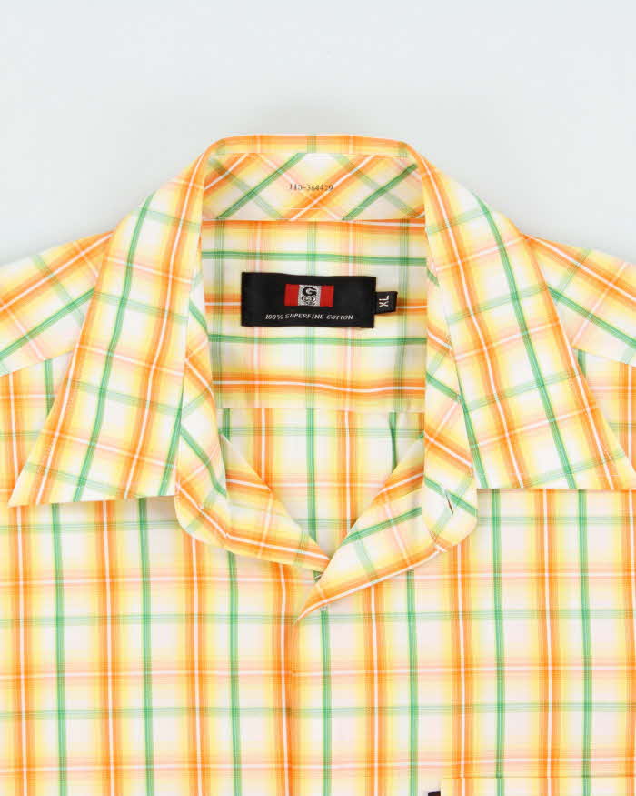 Vintage Y2K 00s GQ Plaid Superfine Cotton Short Sleeve Dagger Collar Shirt - XL