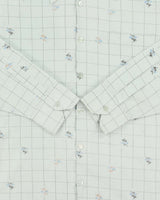 Vintage 1970s Van Heusen Pale Blue Floral Check Dual Dress Sport Long Sleeve Shirt - M