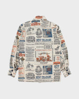Vintage 1970s Mid Western Headline Newspaper Print Long Sleeve Shirt - S