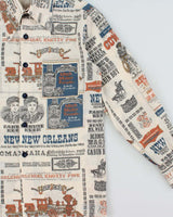 Vintage 1970s Mid Western Headline Newspaper Print Long Sleeve Shirt - S