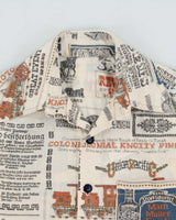 Vintage 1970s Mid Western Headline Newspaper Print Long Sleeve Shirt - S