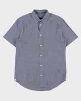 Vintage Y2K 00s Louis Vuitton Plaid Embroidered LV Short Sleeve Shirt - L