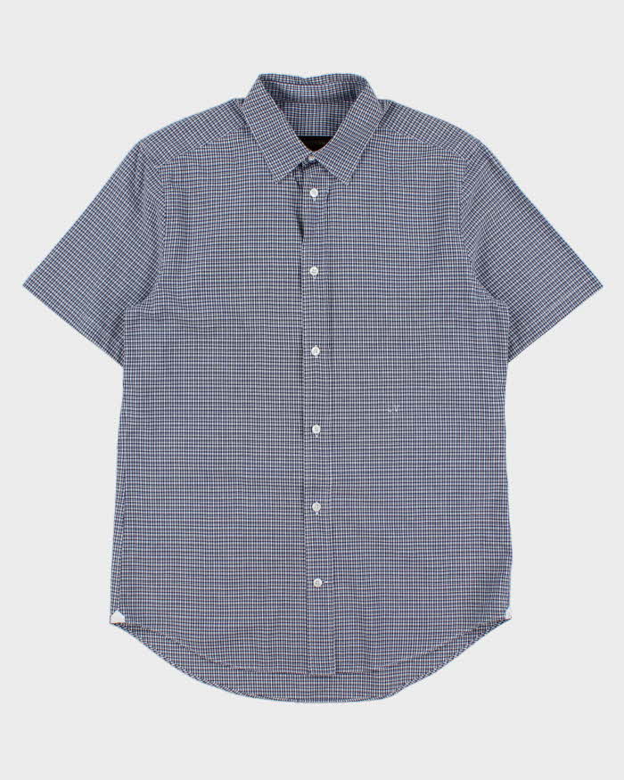 Vintage Y2K 00s Louis Vuitton Plaid Embroidered LV Short Sleeve Shirt - L