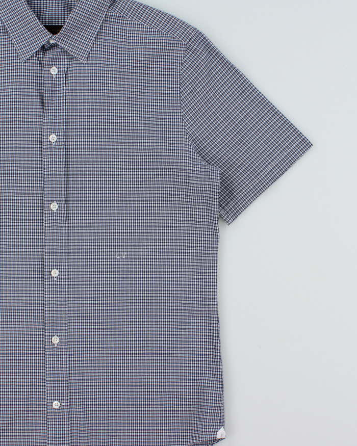 Vintage Y2K 00s Louis Vuitton Plaid Embroidered LV Short Sleeve Shirt - L