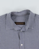 Vintage Y2K 00s Louis Vuitton Plaid Embroidered LV Short Sleeve Shirt - L