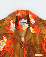 Vintage 1960s Napili Made In Hawaii Hand Finished Floral Bark Cloth Hawaiian Aloha Shirt - L