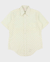 Vintage 1970s Arrow Kent Collection Cream Made In USA Polkadot Short Sleeve Shirt - L