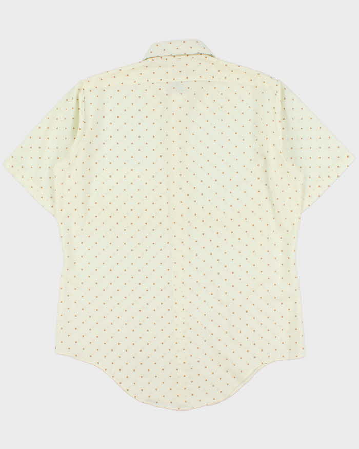 Vintage 1970s Arrow Kent Collection Cream Made In USA Polkadot Short Sleeve Shirt - L
