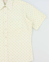 Vintage 1970s Arrow Kent Collection Cream Made In USA Polkadot Short Sleeve Shirt - L