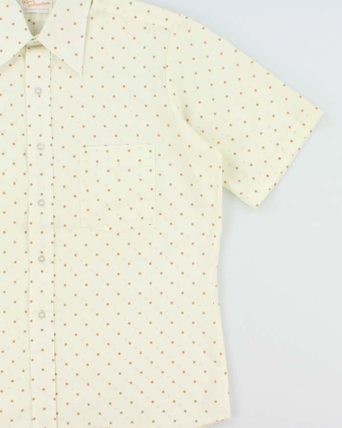 Vintage 1970s Arrow Kent Collection Cream Made In USA Polkadot Short Sleeve Shirt - L