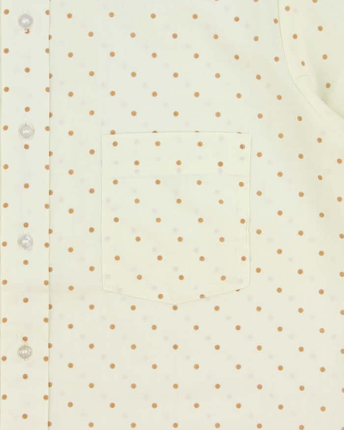Vintage 1970s Arrow Kent Collection Cream Made In USA Polkadot Short Sleeve Shirt - L