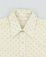 Vintage 1970s Arrow Kent Collection Cream Made In USA Polkadot Short Sleeve Shirt - L