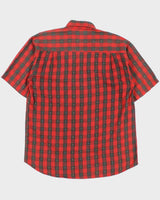 Vintage 1990s Columbia Buffalo Plaid Polkadot Soft Cotton Short Sleeve Shirt - M