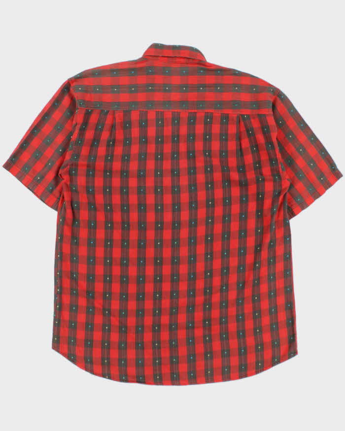 Vintage 1990s Columbia Buffalo Plaid Polkadot Soft Cotton Short Sleeve Shirt - M