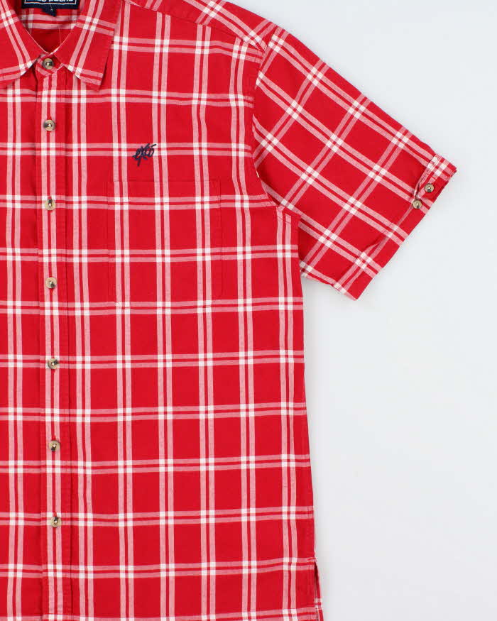 Vintage Y2K 00s Exco Jeans Plaid Embroidered Short Sleeve Shirt - L