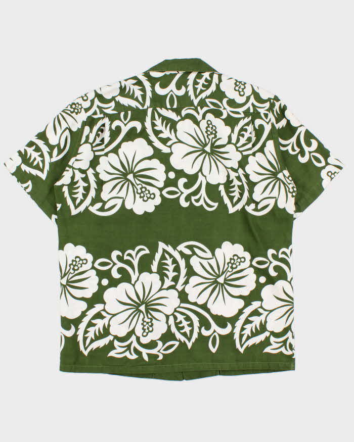 Vintage 1980s Surf By Pacific Sportswear Olive Made In Hawaii Hand-Finished Hawaiian Aloha Shirt - M