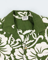 Vintage 1980s Surf By Pacific Sportswear Olive Made In Hawaii Hand-Finished Hawaiian Aloha Shirt - M