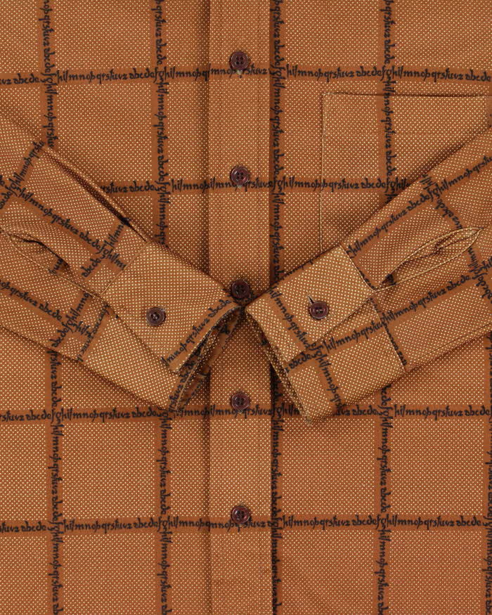 Vintage 1970s Plus 2 ABC Patterned Made In Canada Long Sleeve Disco Shirt - S