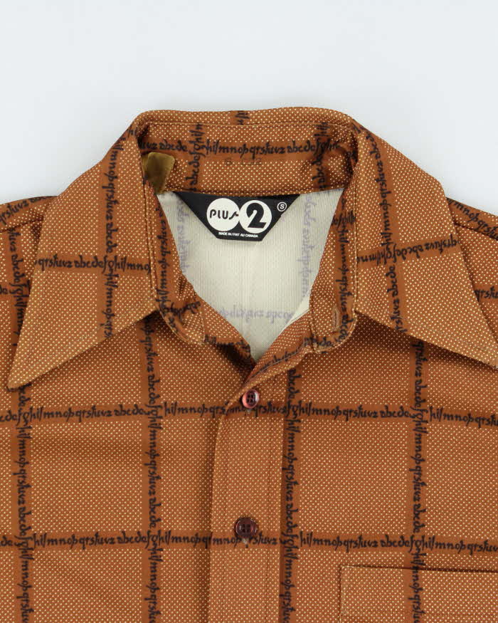 Vintage 1970s Plus 2 ABC Patterned Made In Canada Long Sleeve Disco Shirt - S
