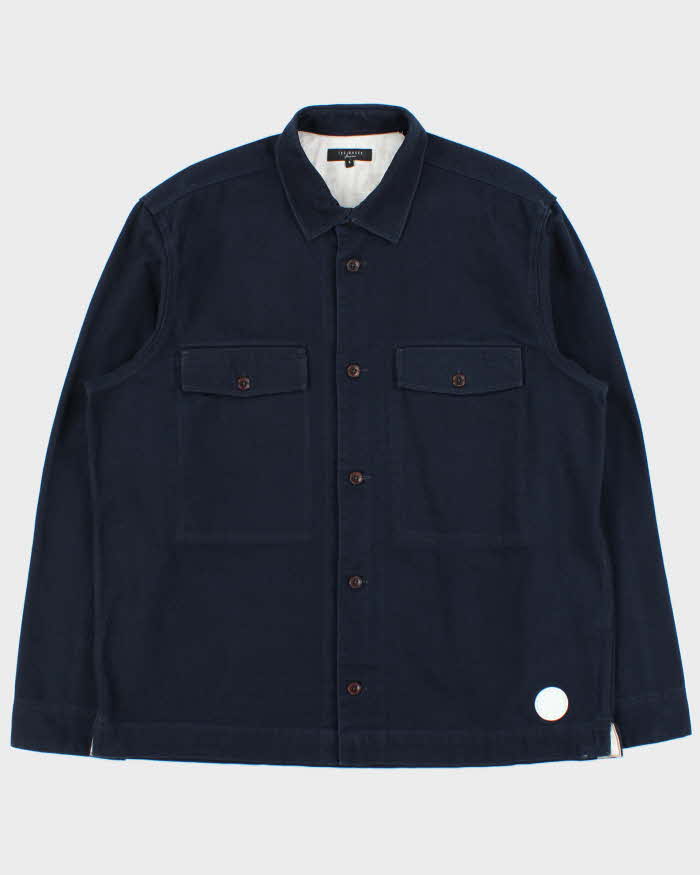 Ted Baker Navy Canvas Denim Long Sleeve Over Shirt - L