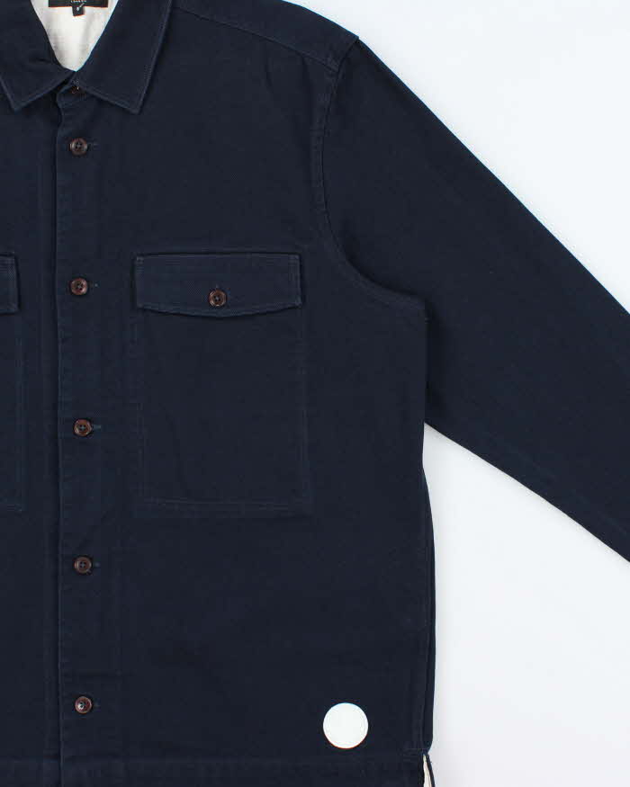 Ted Baker Navy Canvas Denim Long Sleeve Over Shirt - L
