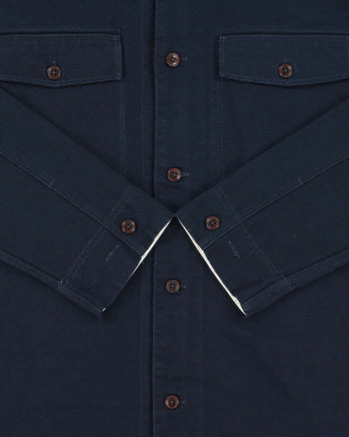 Ted Baker Navy Canvas Denim Long Sleeve Over Shirt - L
