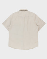 Vintage Y2K 00s Point Zero Black Label Desert Khaki Linen Short Sleeve Safari Shirt - XL