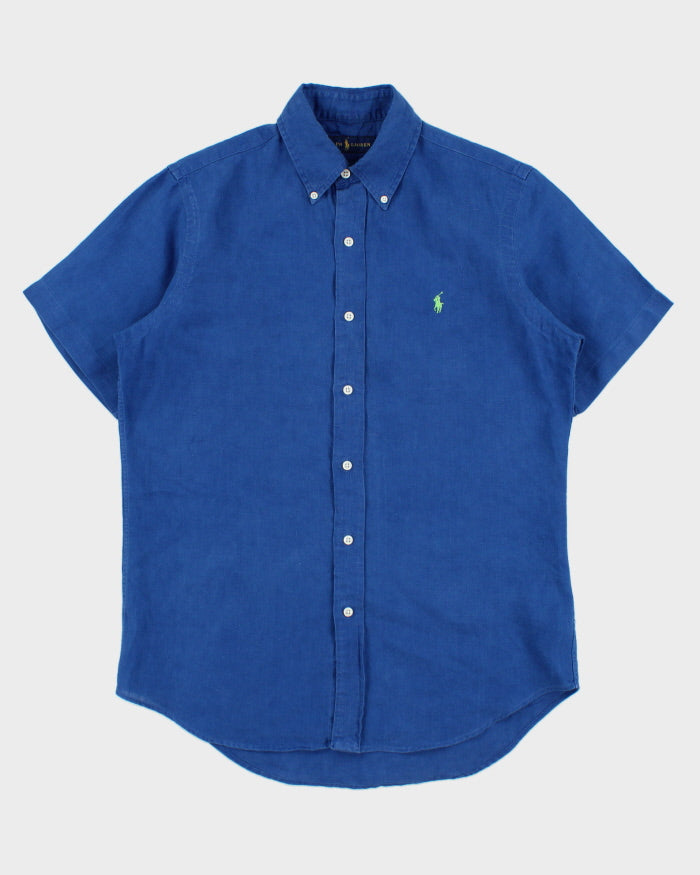 Vintage Ralph Lauren Ocean Cobalt Linen Short Sleeve Shirt - S