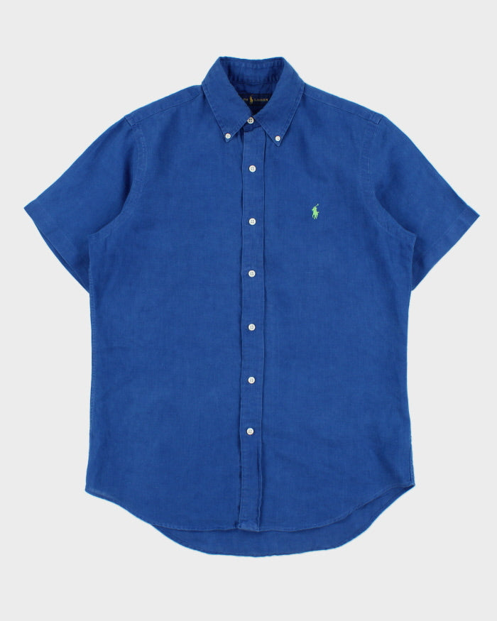 Vintage Ralph Lauren Ocean Cobalt Linen Short Sleeve Shirt - S