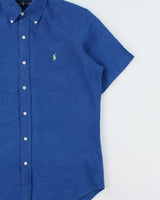 Vintage Ralph Lauren Ocean Cobalt Linen Short Sleeve Shirt - S
