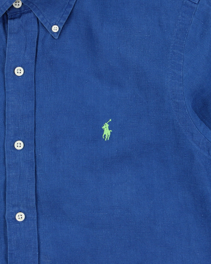 Vintage Ralph Lauren Ocean Cobalt Linen Short Sleeve Shirt - S