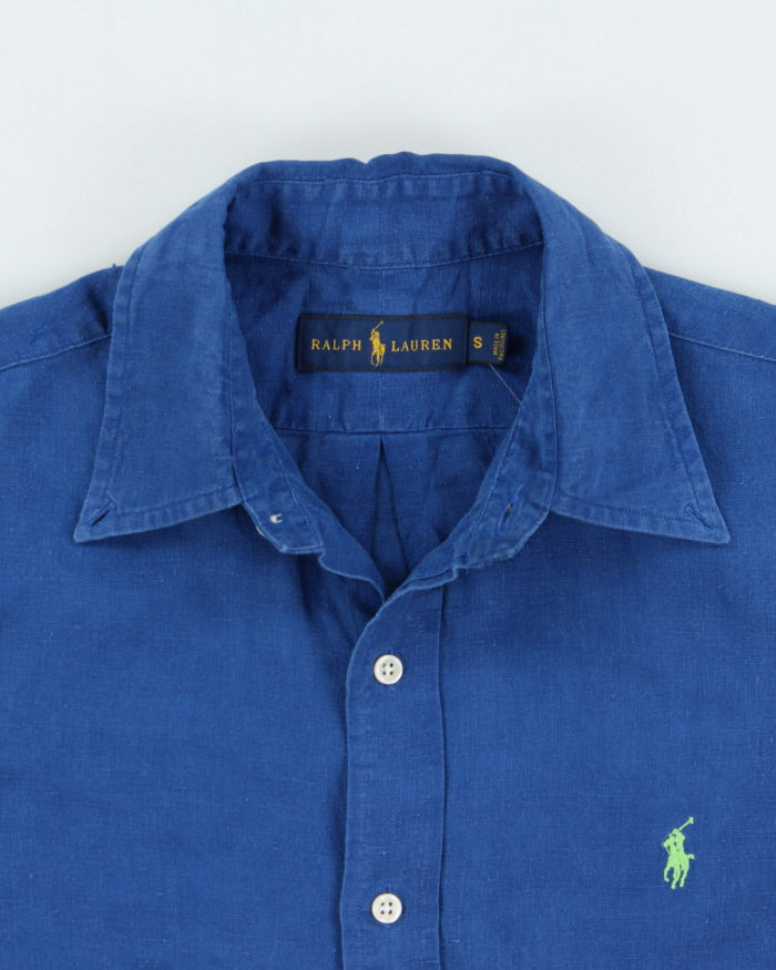 Vintage Ralph Lauren Ocean Cobalt Linen Short Sleeve Shirt - S