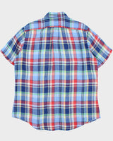 Vintage Y2K 00s Ralph Lauren Plaid Linen Custom Fit Short Sleeve Shirt - XL