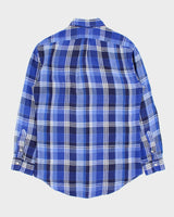 Vintage Ralph Lauren Plaid Linen Slim Fit Long Sleeve Shirt - M