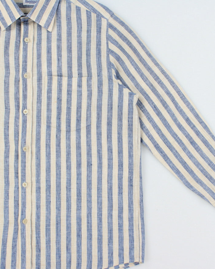 Vintage Y2K 00s Kazi's Striped Arabic Linen Long Sleeve Shirt - M