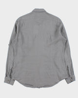 Vintage Y2K 00s John Varatos Slate Grey Linen Long Sleeve Pocket Shirt - L