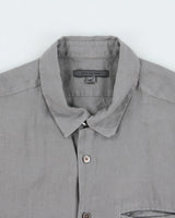 Vintage Y2K 00s John Varatos Slate Grey Linen Long Sleeve Pocket Shirt - L