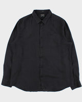 Vintage Y2K 00s Guess Embroidered Linen Regular Fit Long Sleeve Pocket Shirt - XL